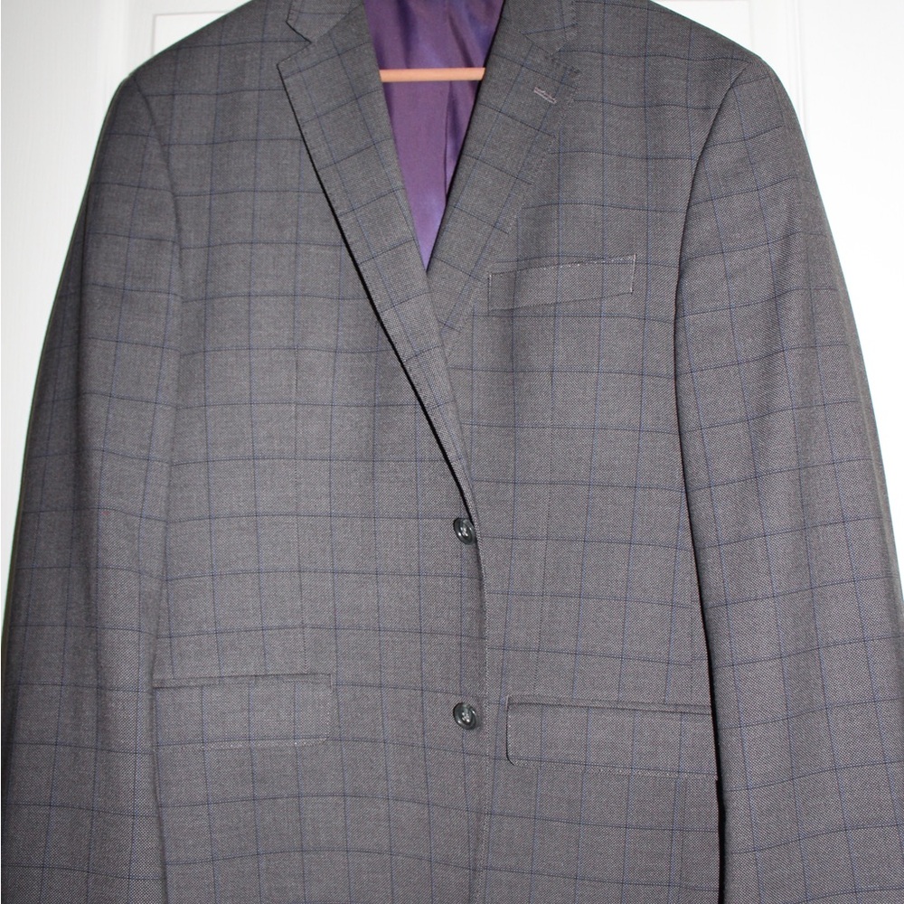 Macy's Gray Sport Coat with Windowpane Pattern
